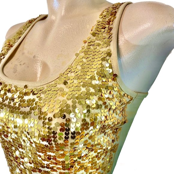 Golden Sequin Mini Party Bodycon Dress• Size M - Picture 4 of 11